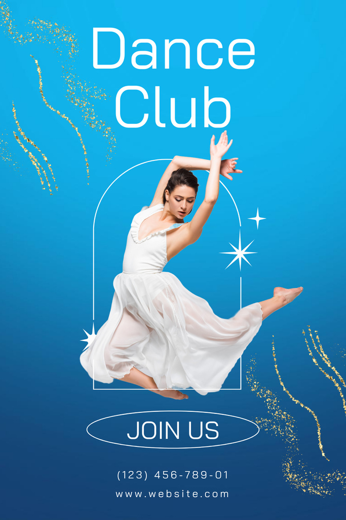 Invitation to Dance Club with Woman in Beautiful Motion Pinterestデザインテンプレート