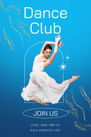 Invitation to Dance Club with Woman in Beautiful Motion Pinterest Design Template