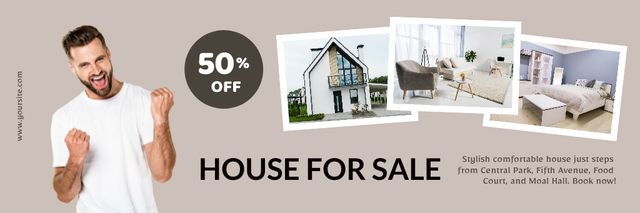Modèle de visuel Stylish House Discount Sale Offer - Email header