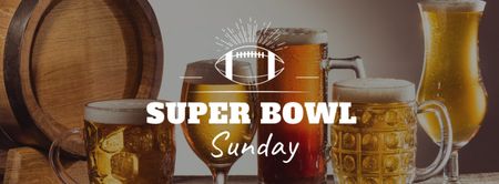 Plantilla de diseño de anuncio del super bowl con vasos de cerveza Facebook cover 