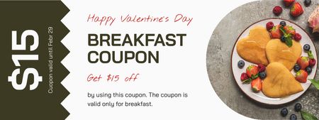 Ontwerpsjabloon van Coupon van Voucher voor ontbijt voor geliefden op Valentijnsdag