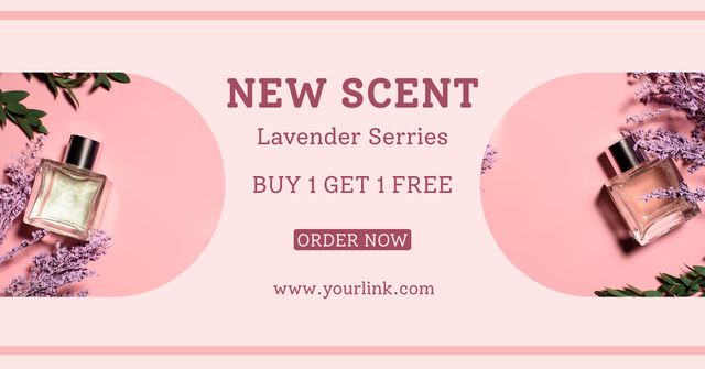 Template di design Perfume Series with Lavender Scent Facebook AD