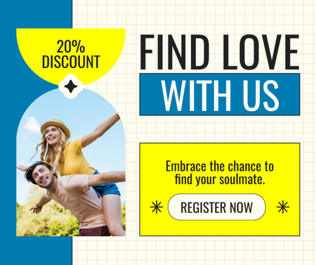 Offer Discounts on Dating Service for Young People Facebook Design Template