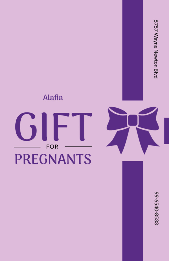 Gift for Pregnant Offer with Present Boxes and Purple Bows Flyer 5.5x8.5in Design Template