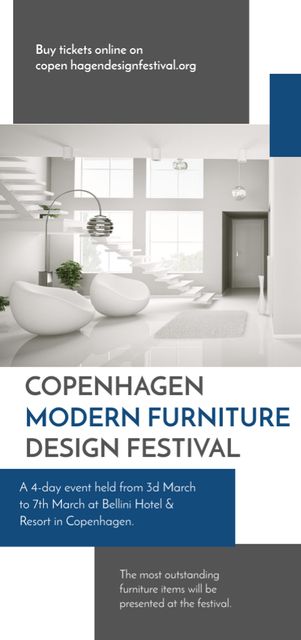 Furniture Festival Announcement with Modern Interior in White Flyer DIN Large Design Template