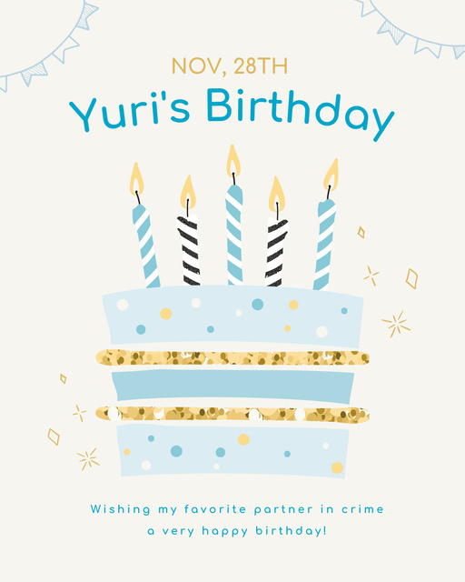 Template di design Birthday Greeting with Pastel Blue Cake Instagram Post Vertical