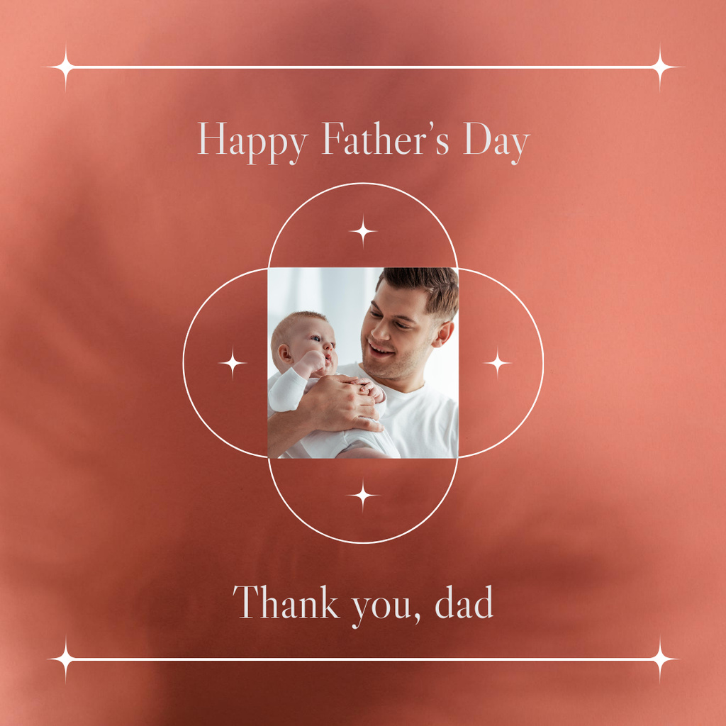 Dad with Baby for Happy Father's Day Red Instagram Design Template