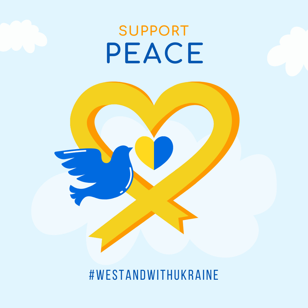 Symbol of Peace on Background of Ukrainian Colors Instagram Modelo de Design