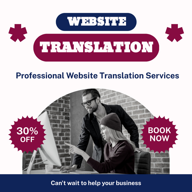 Tailored Website Translation Service With Discount And Booking Instagram tervezősablon