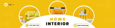 Stylish Home Interior in Yellow LinkedIn Cover Design Template