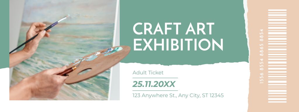 Announcement of Art and Craft Exhibition Ticket Design Template