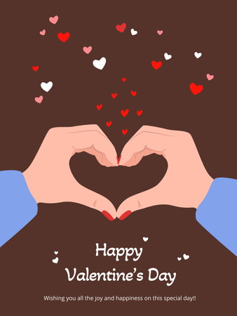 Happy Valentine's Day Greeting with Cute Heart Poster US Design Template