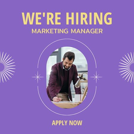 Designvorlage Marketing Manager Job Vacancy für Instagram