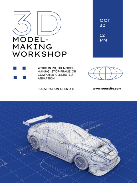 Model-making Workshop Announcement Poster US Modelo de Design