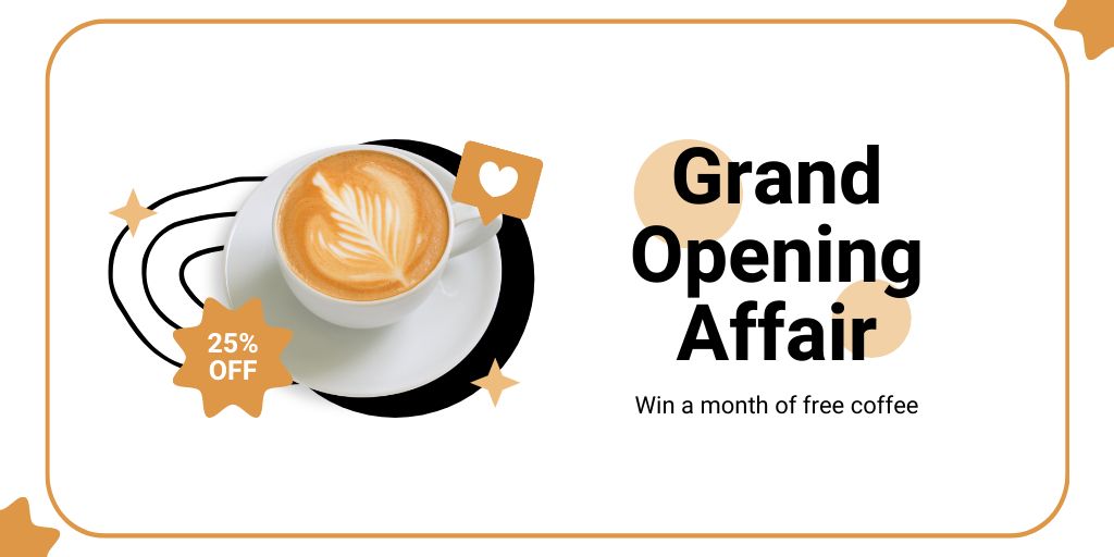 Plantilla de diseño de Cappuccino And Cafe Grand Opening With Discounts Twitter 