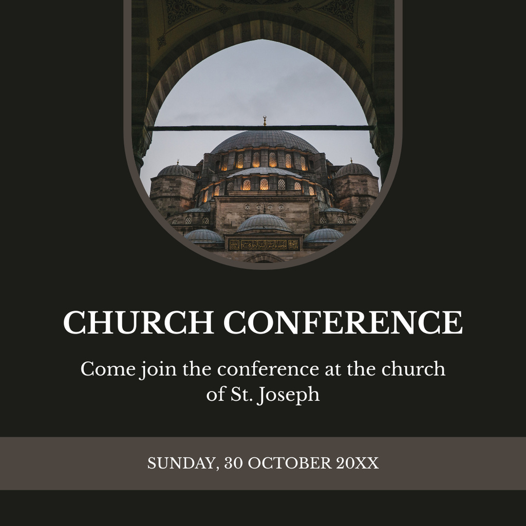 Church Conference Announcement with Beautiful Building Instagram Design Template