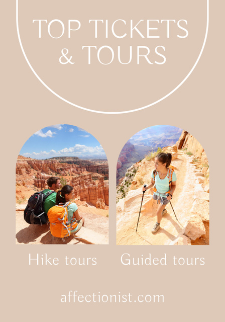 Sale of Tickets for Hiking Tours for Tourists Poster 28x40in Modelo de Design