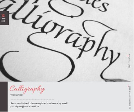 Modèle de visuel Calligraphy Workshop Announcement Letters on White - Large Rectangle