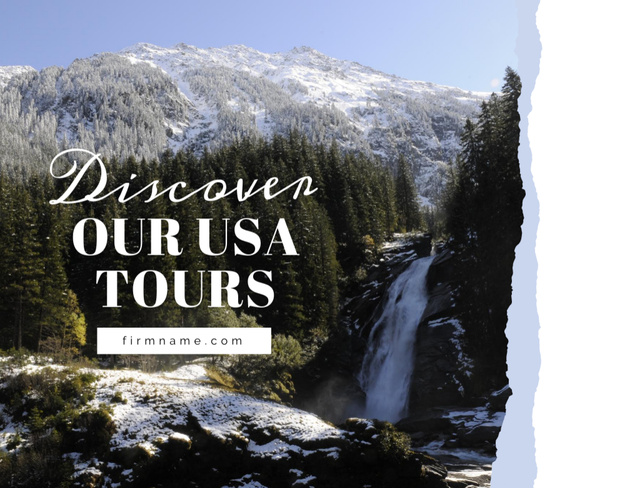 Ontwerpsjabloon van Postcard 4.2x5.5in van USA Travel Tours Ad With Snowy Mountains View