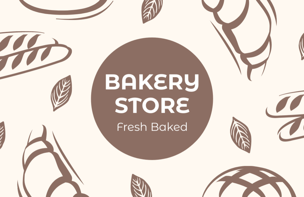 Bakery Beige Illustrated Discount Offer Business Card 85x55mmデザインテンプレート