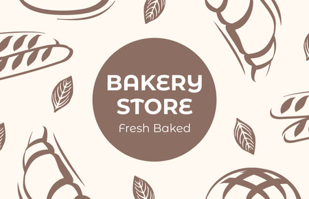 Bakery Beige Illustrated Discount Offer Business Card 85x55mm Design Template