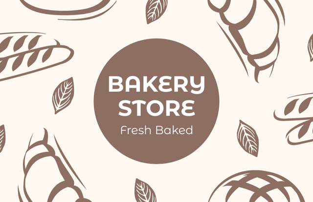 Bakery Beige Illustrated Discount Offer Business Card 85x55mm Πρότυπο σχεδίασης