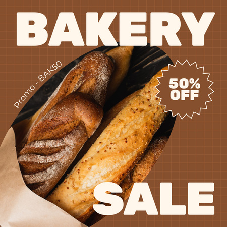 Sale of Fresh Bread and Baguettes Instagram tervezősablon