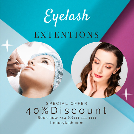 Discount on Eyelash Extension Srvices with Beautiful Girls Instagram AD Design Template