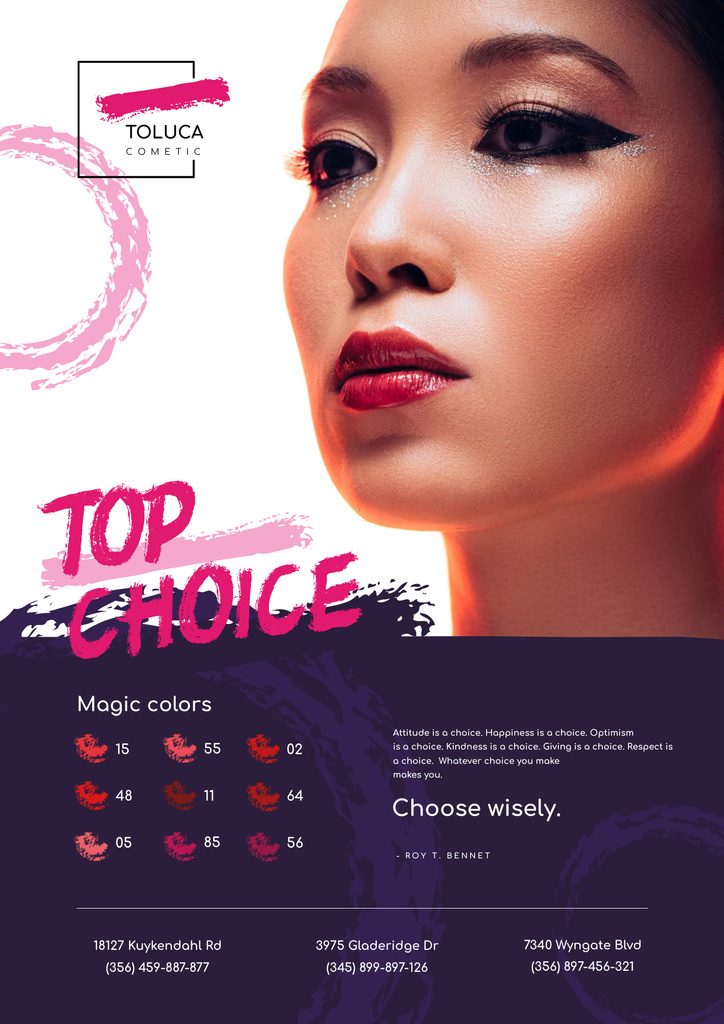 Lipstick Ad with Woman with Bright Lips Poster B2 Design Template