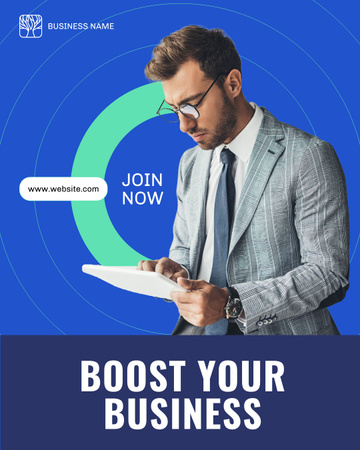 Business Development Proposal with Young Businessman Instagram Post Vertical Design Template