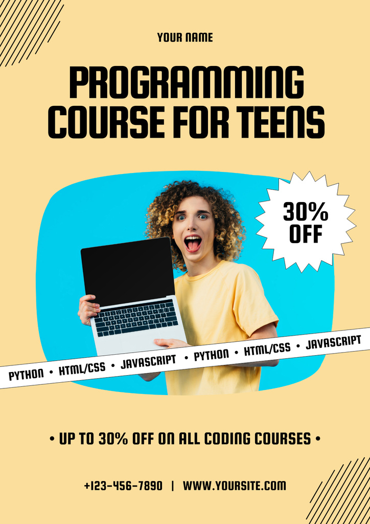 Ontwerpsjabloon van Poster van Programming Course With Discount For Teens