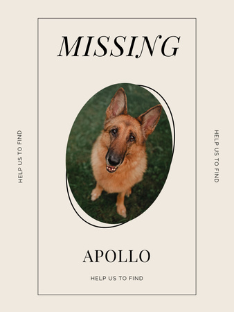 Announcement about Missing Nice Dog Poster US Design Template