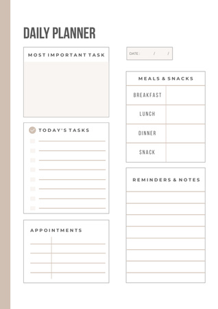 Minimalist Conservative Daily Task Schedule Planner Design Template