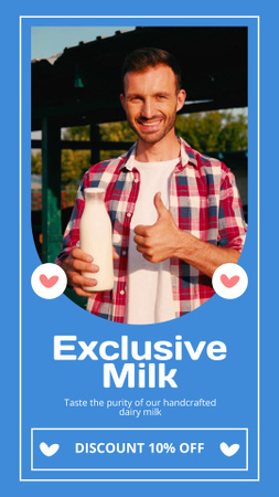 Exclusive Milk Discounts on Blue Instagram Video Story Design Template