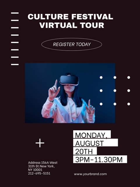 Virtual Festival Announcement on Magenta Poster 36x48in – шаблон для дизайна