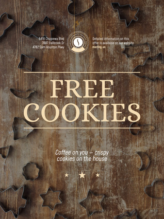 Coffee Shop Offer with Coffee and Free Cookies Poster 36x48in Design Template