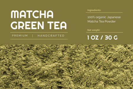 Matcha ad on green Tea powder Label Šablona návrhu