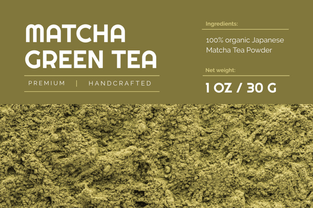 Plantilla de diseño de Matcha ad on green Tea powder Label 