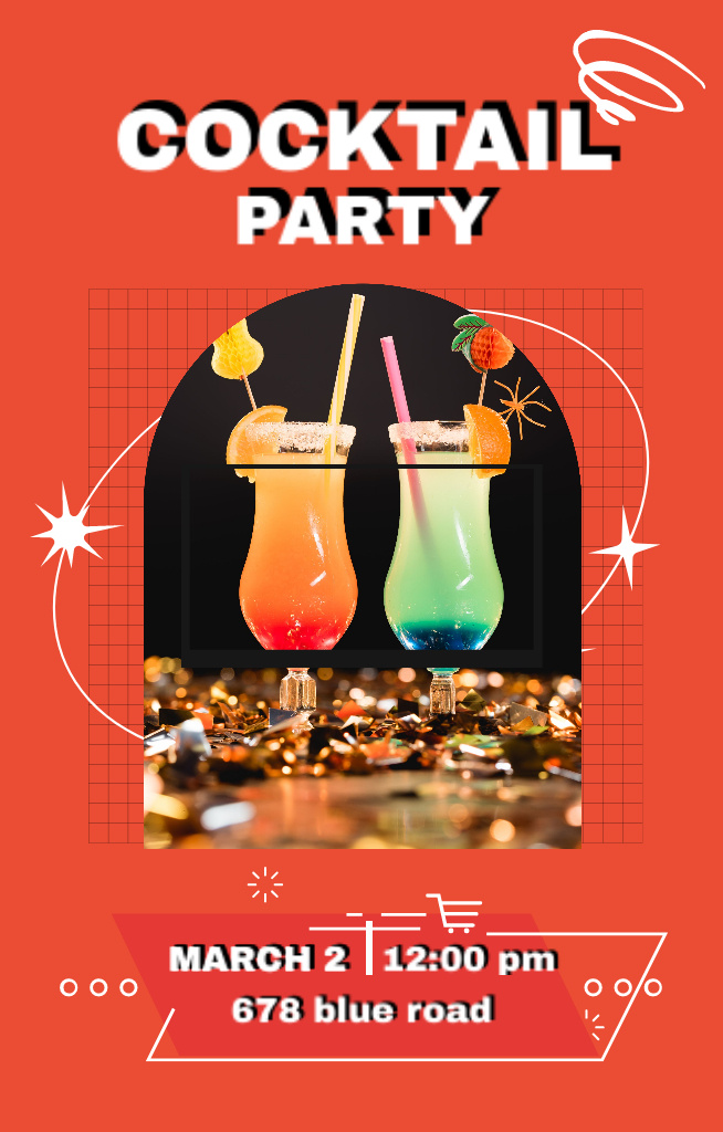 Template di design Cocktail Party in Bar Invitation 4.6x7.2in