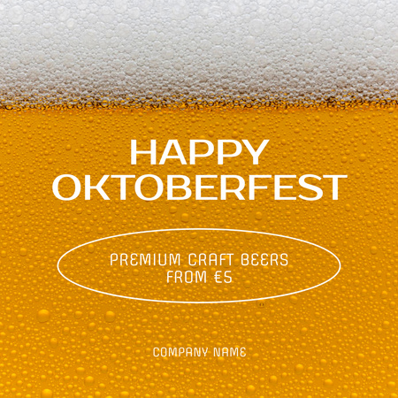 Oktoberfest Celebration Announcement with Beer Foam Instagram Design Template