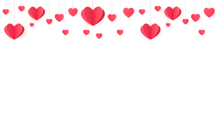 Ontwerpsjabloon van Zoom Background van Valentijnsdagviering met harten in het wit