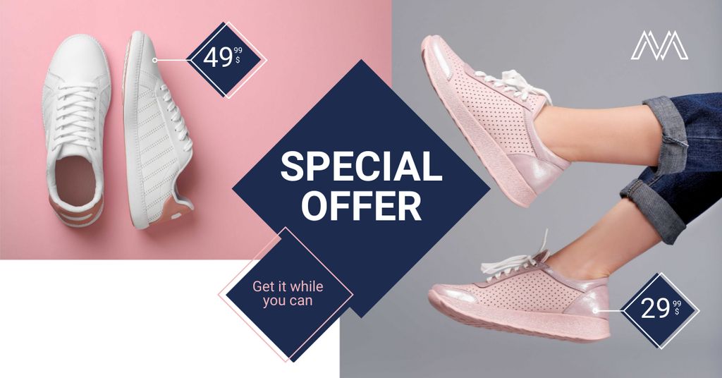 Female Casual Shoes Sale Offer Facebook AD Πρότυπο σχεδίασης