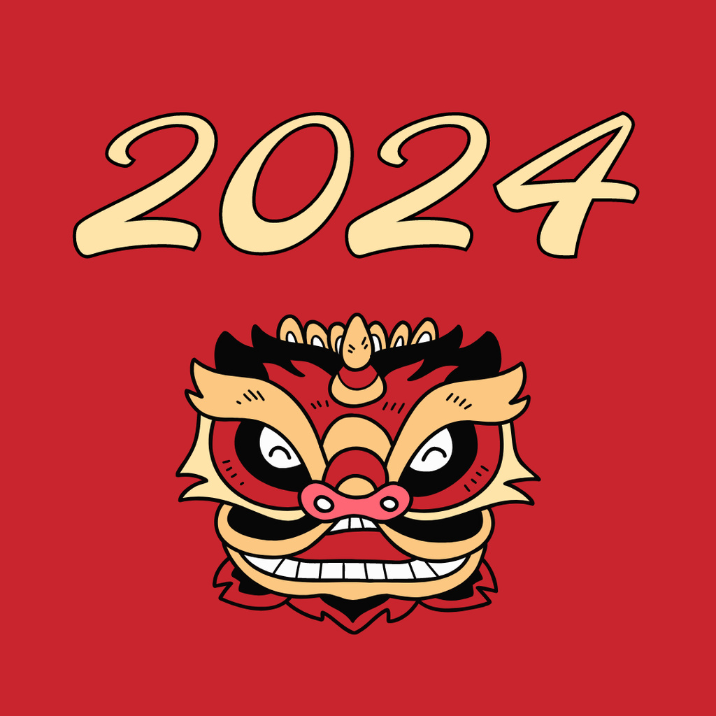 Template di design New Year Greeting with Dragon Instagram