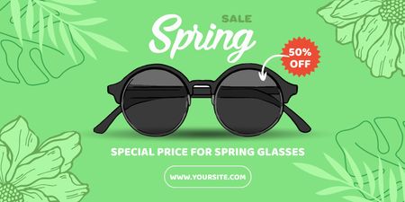Plantilla de diseño de Anuncio de venta de primavera de gafas de sol Twitter 
