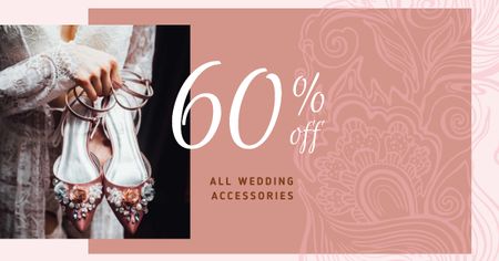 Platilla de diseño Wedding Accessories Offer with Stylish Shoes Facebook AD