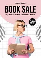 Books Sale Ad with Young Woman