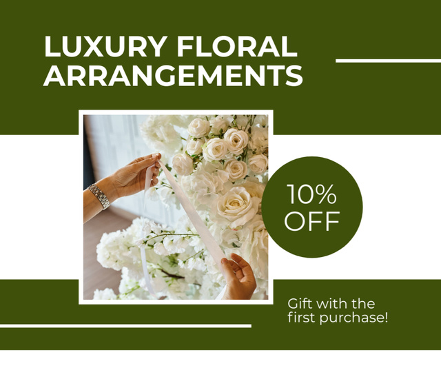 Template di design Luxury Flower Arrangements with Chic Bouquet of Roses at Discount Facebook