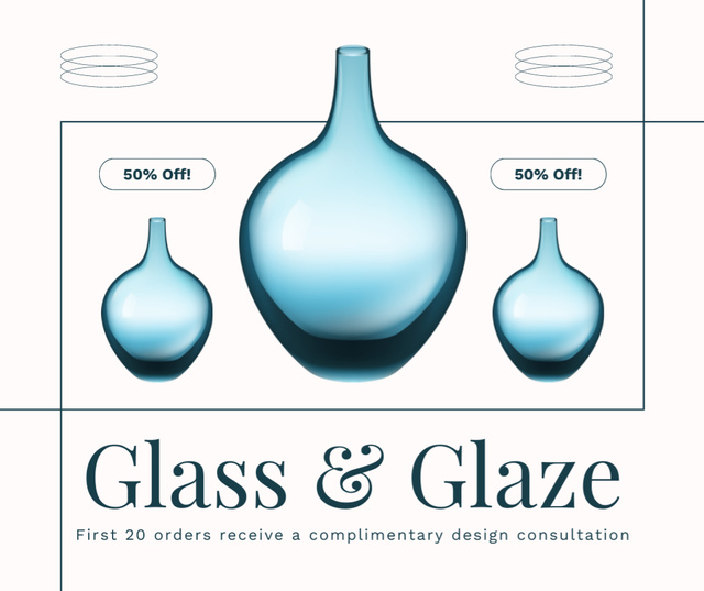 Glassware Sale with Various Glass Vases Facebook Design Template