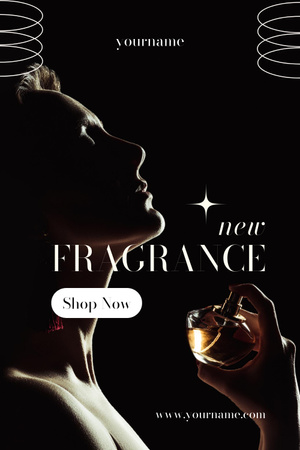 New Fragrance Ad with Beautiful Young Woman Pinterest Design Template