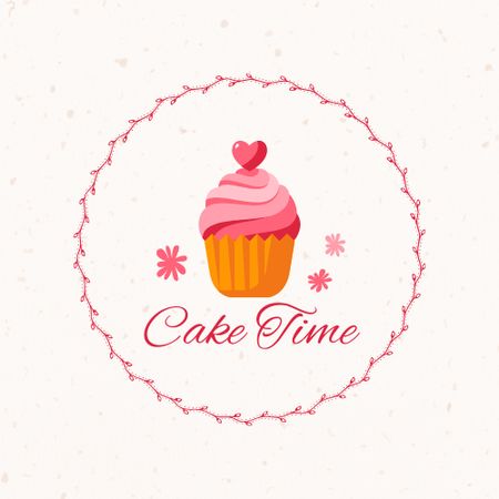 Bakery Ad with Yummy Cupcake Logo Πρότυπο σχεδίασης